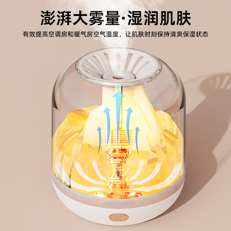 New Home Large Capacity Volcano Humidifier Aroma Machine Usb Charging Desktop Intelligent Water Refill Device Spray Cross-Border Application Scenario