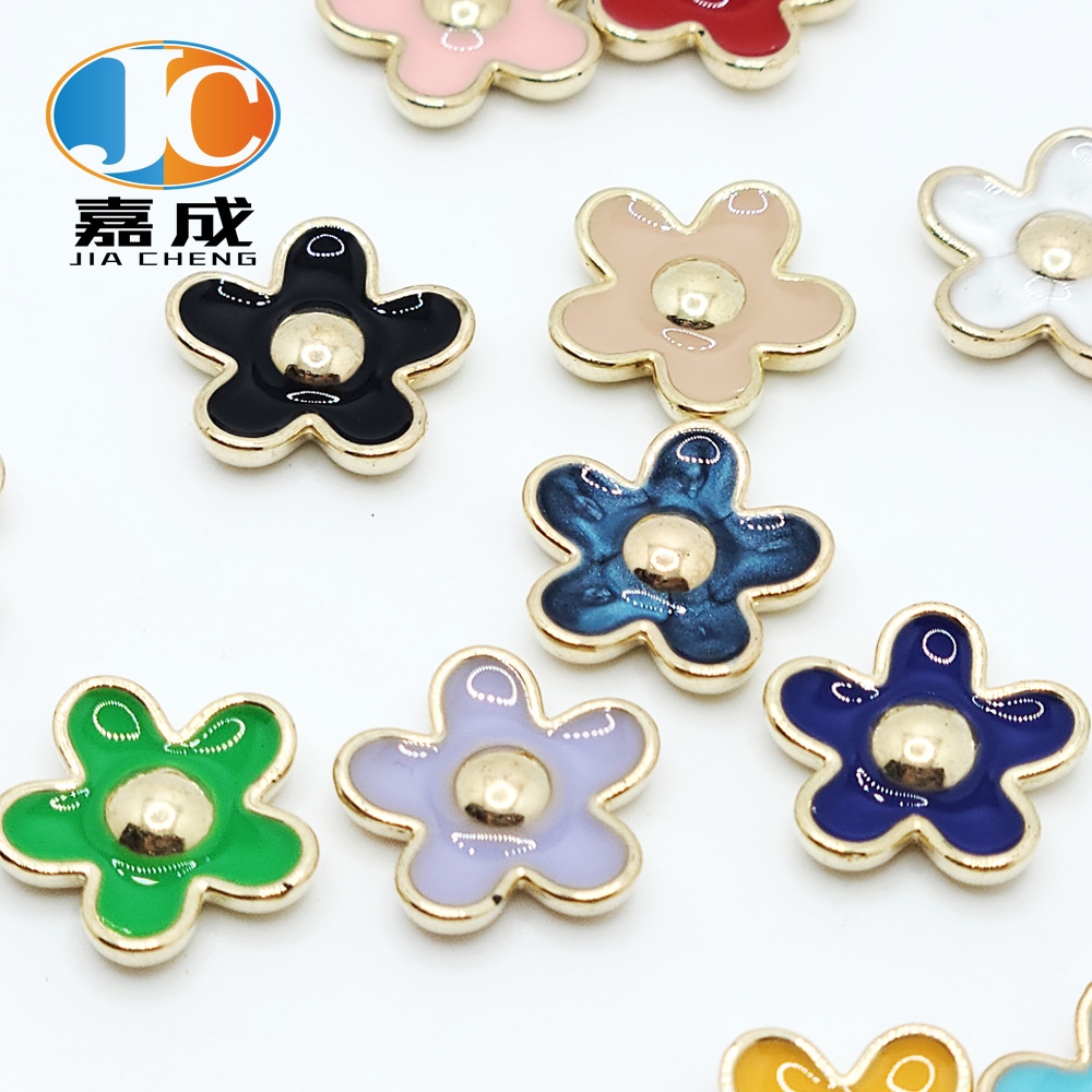 塑料滴油太阳花 手工diy饰品配件 五瓣小花发饰项链收纳盒装饰扣