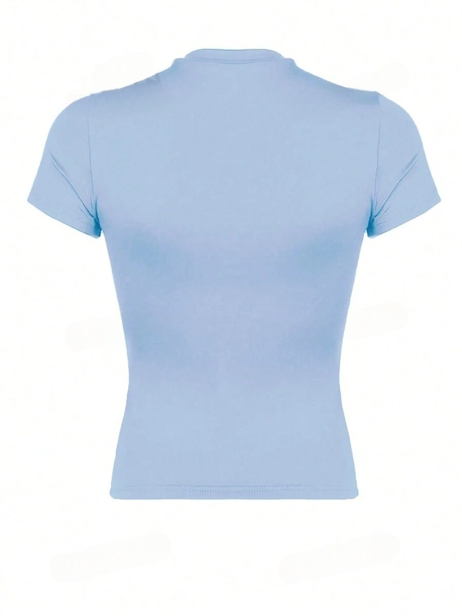 2026 amazon temu hiyin estilo europeo y americano explosión color sólido cuello redondo básico manga corta estilo corto camiseta transfronteriza comercio exterior mujeres pic 35