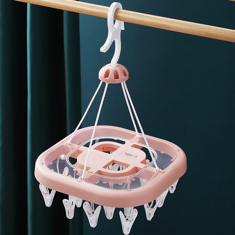 正方形晾衣架多夹衣服挂架家用晒袜子小夹子儿童晾衣夹内衣夹批发