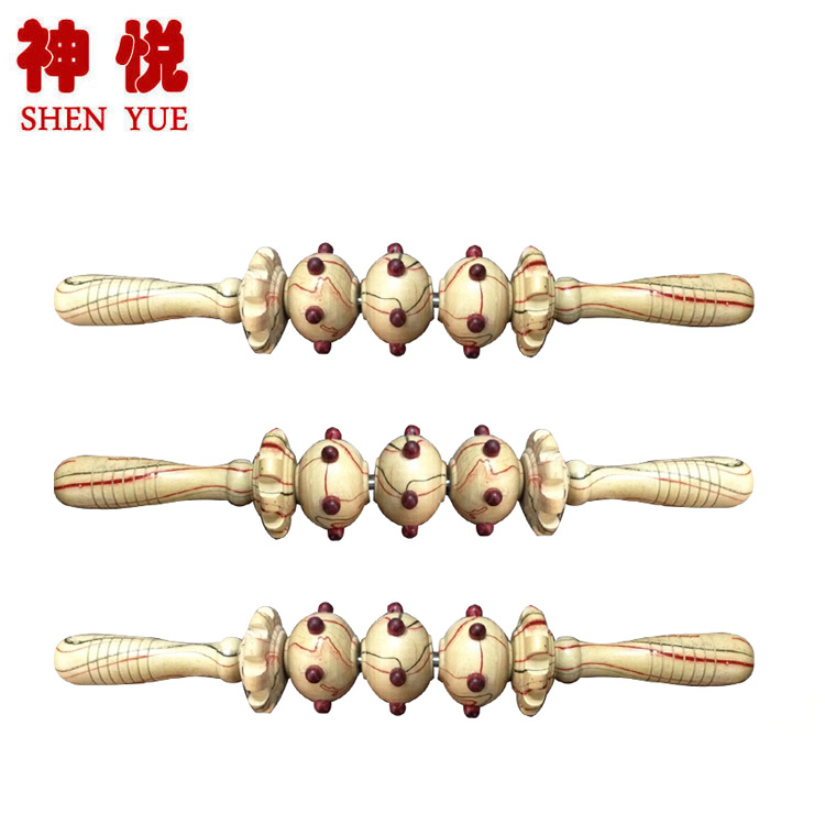 木纹388厂家直销木质花纹木轮带钉按摩器