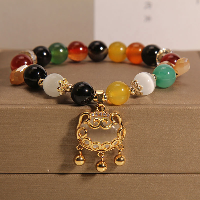 Versión coreana pequeño fresco y colorido fresa cristal pulsera mujeres ins nicho luz de lujo micro con circonitas lazo pulsera pulsera de cristal cristal pulsera de alta sensibilidad details Picture
