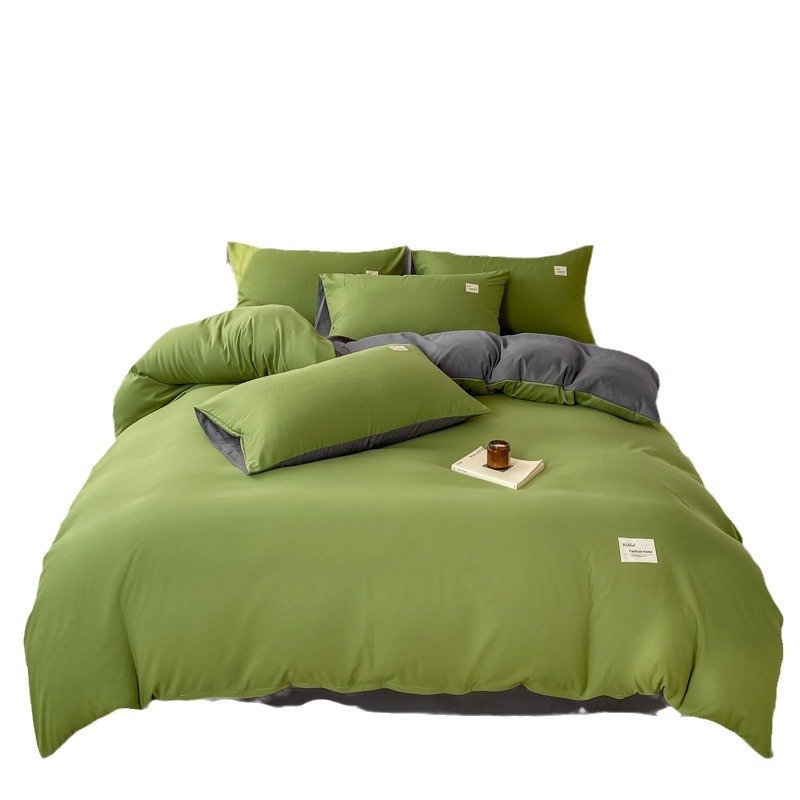 Foreign Trade Washed Cotton Four-Piece Double Plain Quilt Set Skin-Friendly Soft Three-Piece Student Dormitory Quilt Set Batch Item Picture