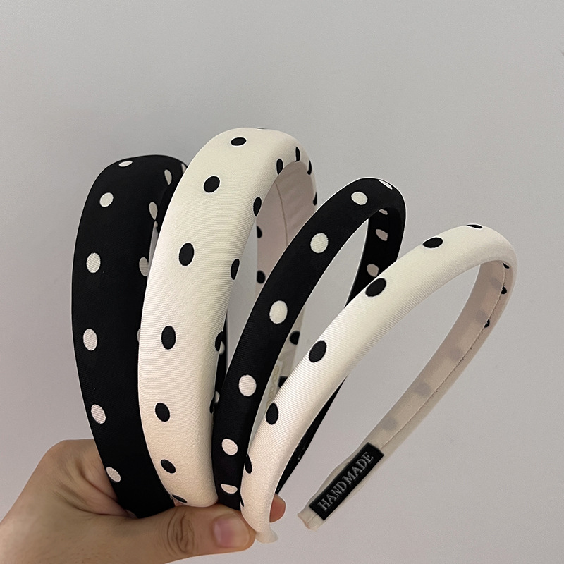 Headband Vintage Polka-Dot Sponge High Cranio-Top Pressure Headband Hairpin French Ins All-In-One Style Face Wash Headpiece Specification drawing
