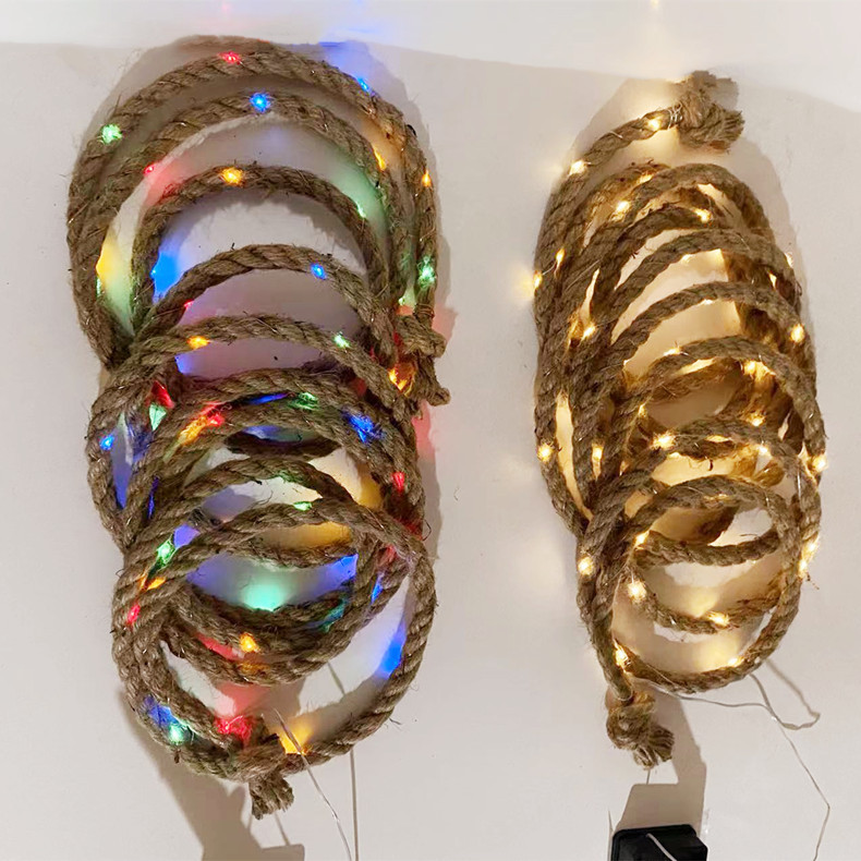In-stock solar hemp rope light strings, guardrail lights, long fence lights, courtyard and garden bench decorative solar light strings Specification image
