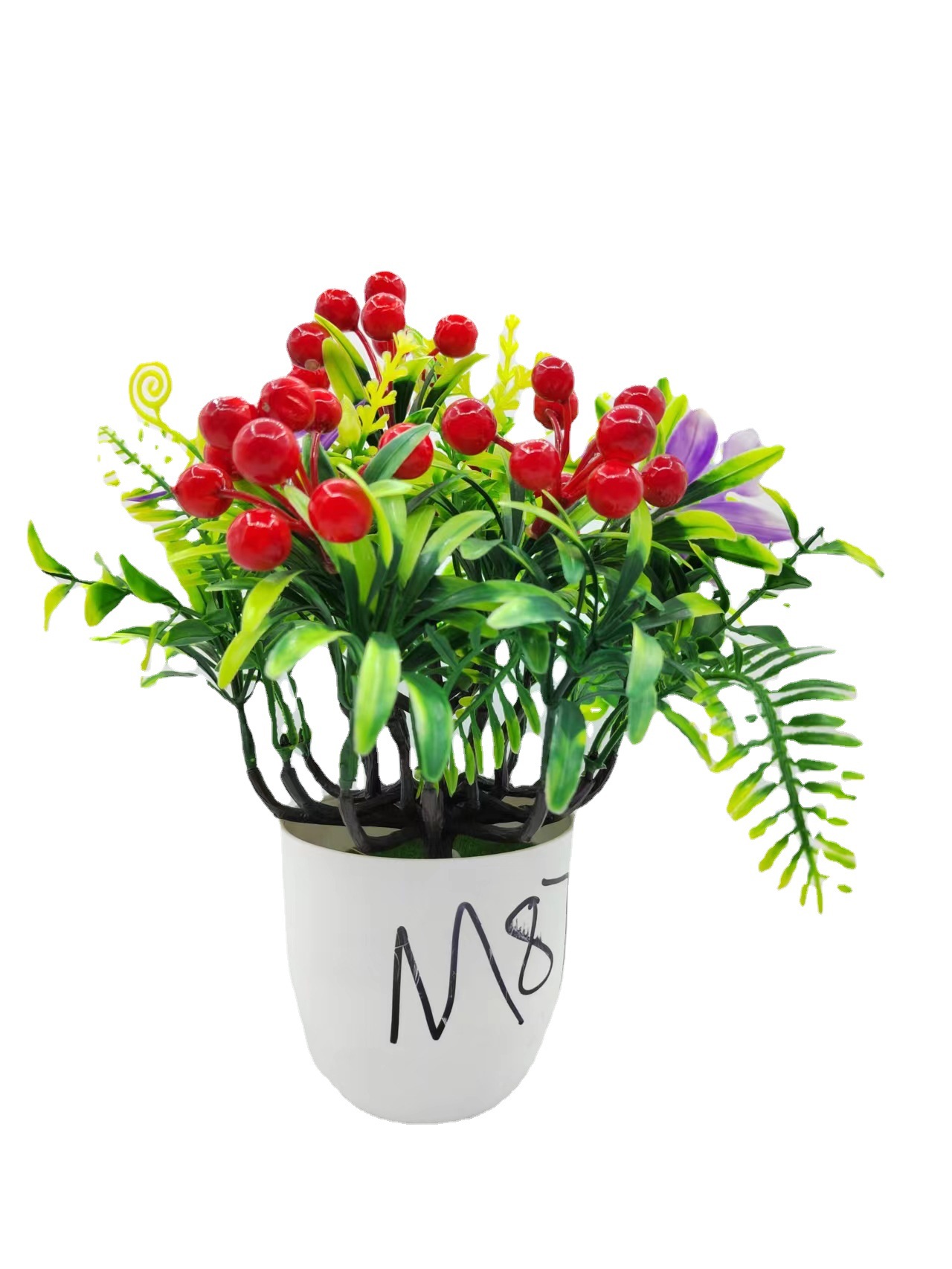 Hongsheng Simulation Craft, simulation cherry fruit bonsai, indoor decoration, fruit store, hotel decoration ornaments, simulation fruits Item Picture