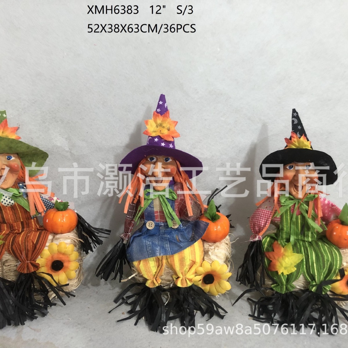 Source Manufacturers Supply Halloween Scarecrow Witch Pumpkin Broom Scarecrow Cuttings Ghost Festival Decoration Props details Picture