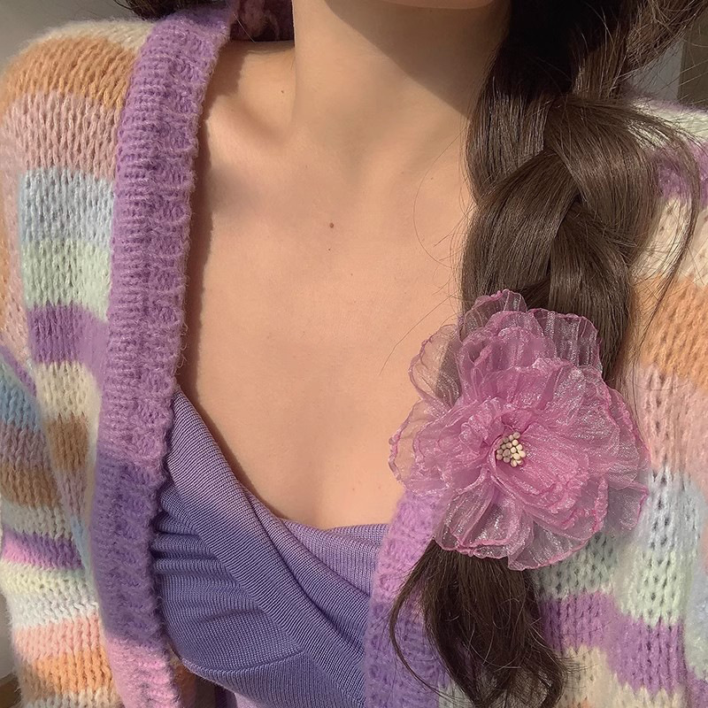 The color is super spring-like ~ Vacation-style large flower hair clip, side clip, new 2024 bangs hair accessory for women details Picture