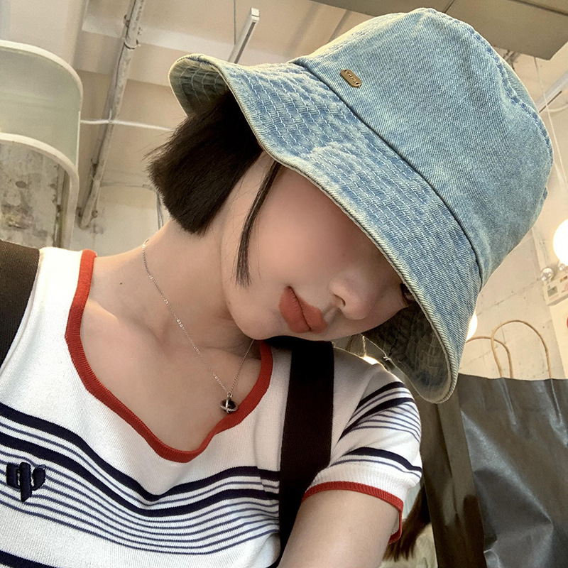 Washed Cowboy Fisherman Hat Women's Summer Retro Big Head Basin Hat Korean Version Of Face Small Sunshade Hat
