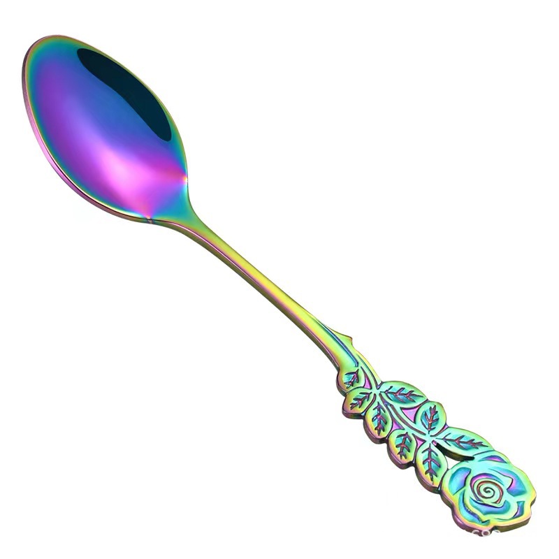Creative Stainless Steel Rose-Shaped Spoon, Stirring Spoon, Coffee And Dessert Spoon, Bird's Nest And Silver Ear Glass Cup, Souvenir Spoon Item Picture