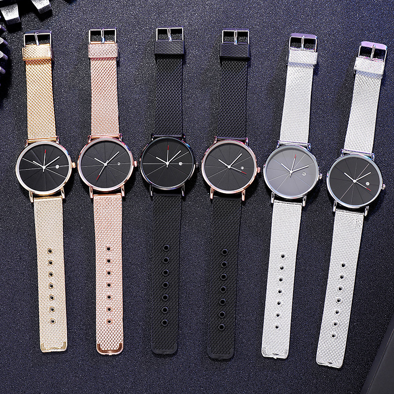 Fashion Temperament Rice Word Line Calendar Rubber Mesh Belt Watch Men's Simple Radium Ray Quartz Wrist Performance Goods Wholesale Application Scenario