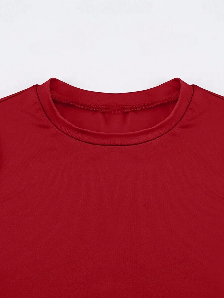 2026 amazon temu hiyin estilo europeo y americano explosión color sólido cuello redondo básico manga corta estilo corto camiseta transfronteriza comercio exterior mujeres pic 5
