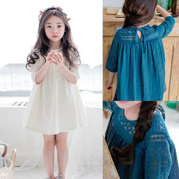 童装女童2021夏季新款韩版五分袖儿童公主裙中大童裙子女童连衣裙
