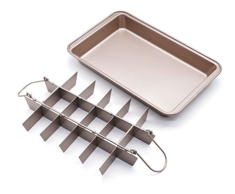 18-compartment Brownie solid base square non-stick bread baking tray cake mold baking tool Brownie Pan in stock pic 16