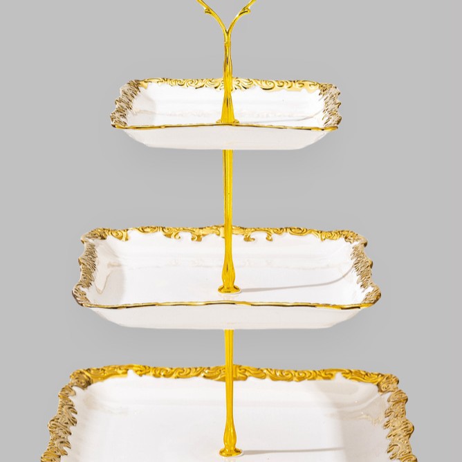 Wholesale of light luxury ceramic tableware sets, high-end gold-plated plates with gold edges details Picture