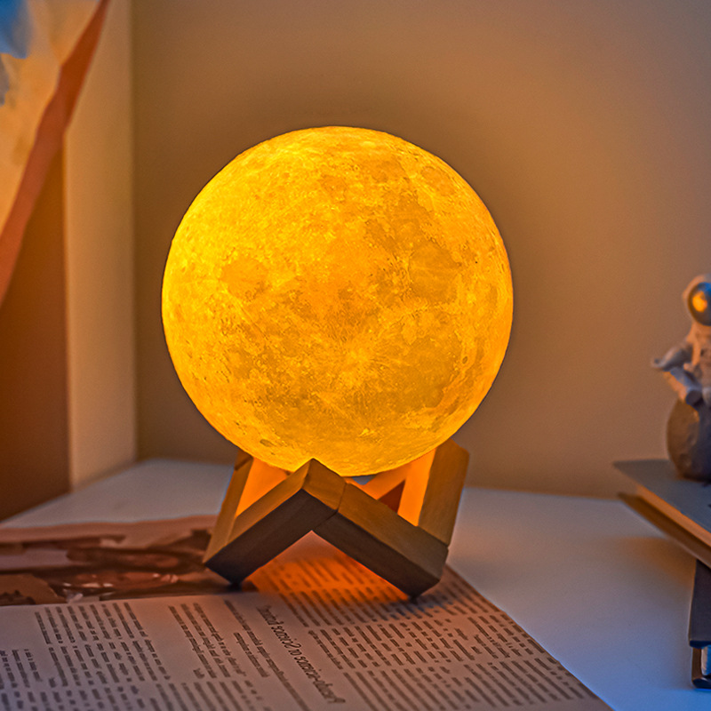 3D月球月亮灯小夜灯实用氛围睡眠星空星球灯卧室床头网红浪漫台灯详情图3