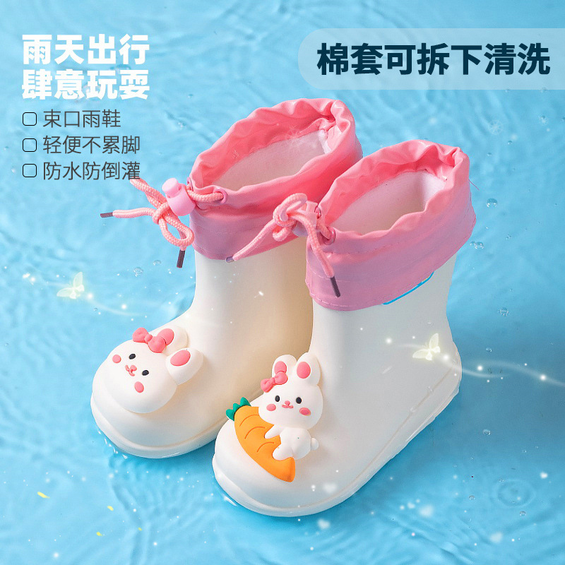 立体卡通PVC儿童轻便水鞋中筒雨靴防滑舒适中小童防水雨鞋图