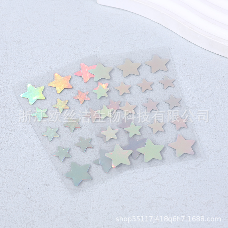 水胶体异形贴星星镭射净痘贴五角星银色镭射痘痘贴祛痘装饰两用