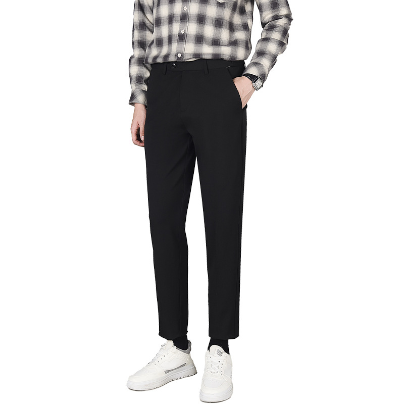 Men's Spring and summer new men's casual pants, straight black, drape, no-iron 90% pants, in trendy stock Item Picture