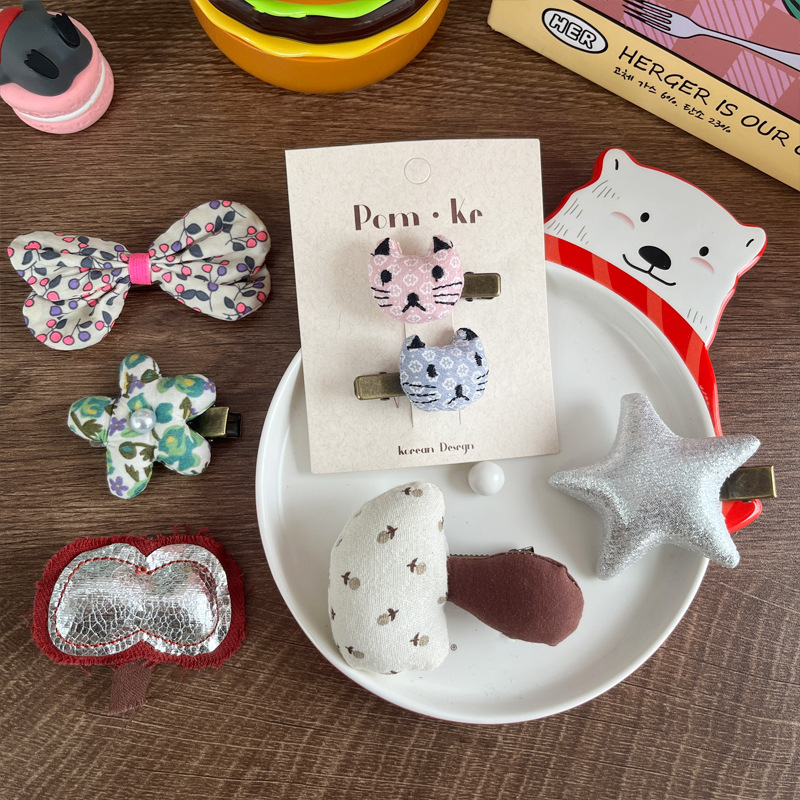 新款手工布艺儿童百搭珍珠精美不伤发发夹小众款发圈发卡刘海夹