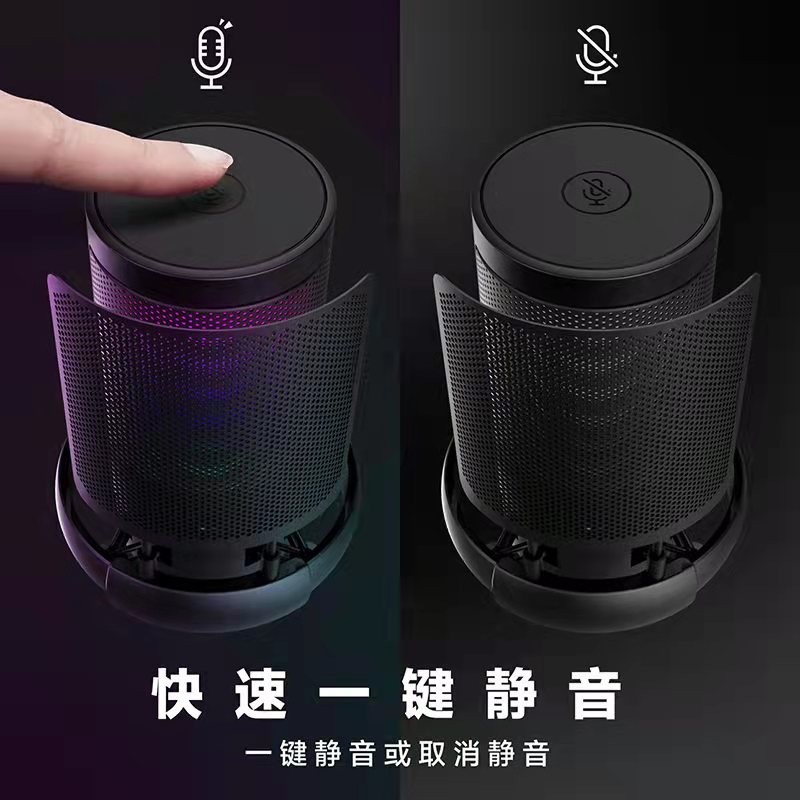 Cross-border RGB condenser wired microphone ME6S game competition singing live recording sound card microphone pic 3