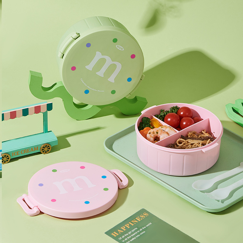 Student compartments lunch boxes with LIDS, microwave-heated meal boxes for going out, cartoon food preservation boxes, and light lunch boxes for office workers details Picture