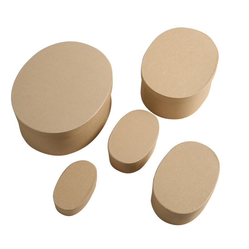 Kraft paper box handmade souvenir gift box, baking packaging box, pastry packaging box, oval kraft paper gift box Item Picture