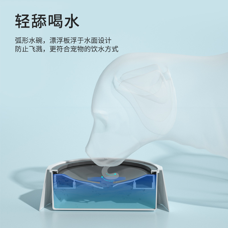 Dog water bowl with contrasting colors and a simple style, cat water dispenser, anti-slip and anti-knock, pet bowl, no wet mouth, dog bowl, cat bowl Specification image