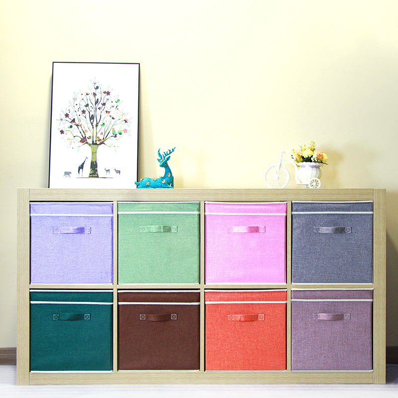 格子柜棉麻布艺书籍收纳箱可折叠玩具整理箱家居格子柜收纳盒