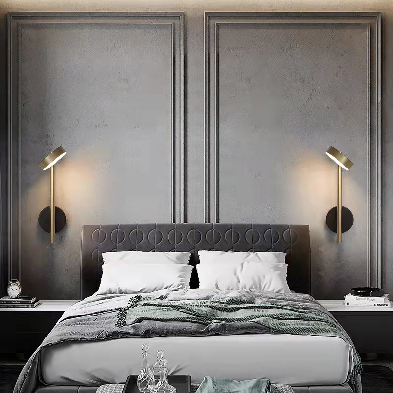 Light luxury wall lamps, led bedroom, hotel project, bedside, living room, Nordic wall lamps, rotatable background wall, room wall lamps Specification image