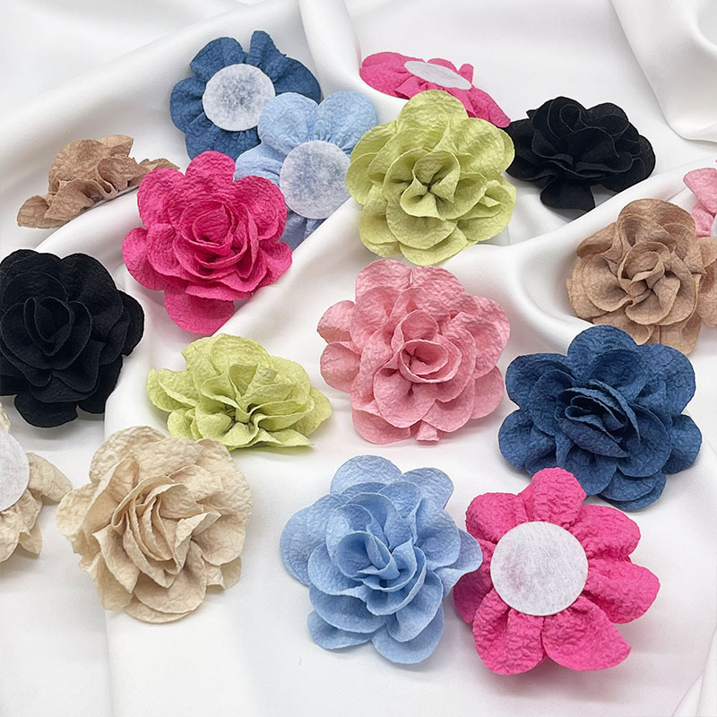 Three-dimensional handcrafted rose rolled flower semi-finished products, bubble crepe peony flower accessories, diy brooches, shoes, hats, clothing accessories Specification image
