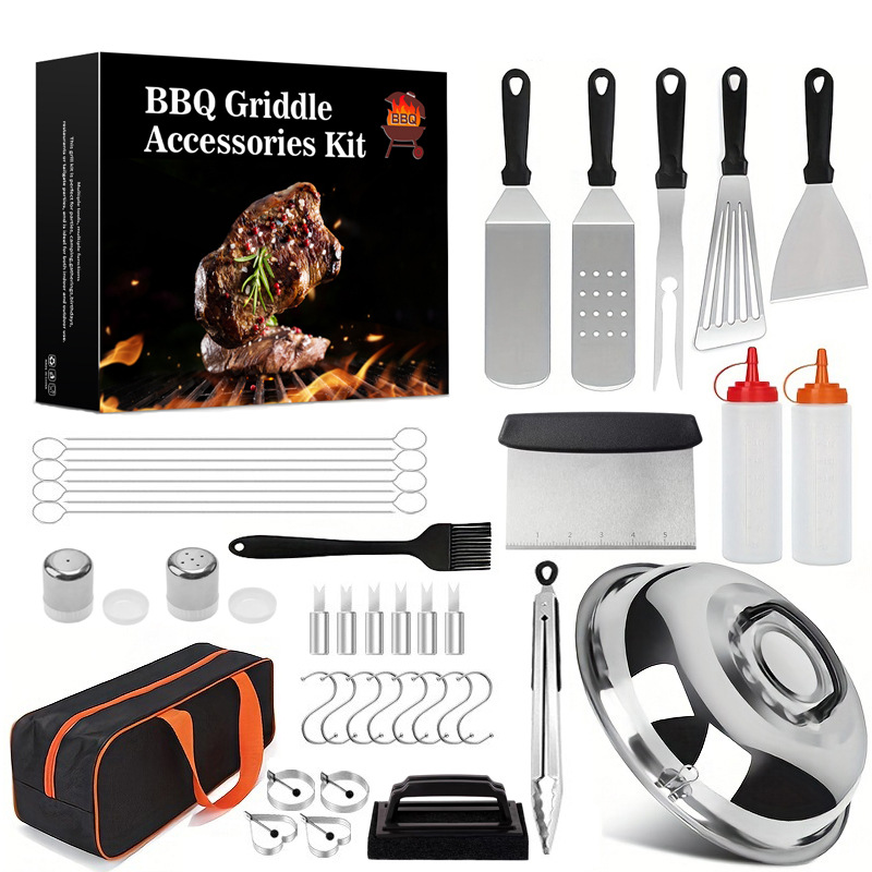 BBQ stock stainless steel BBQ tool set Cooking shovel BBQ shovel plate pot shovel combination grill