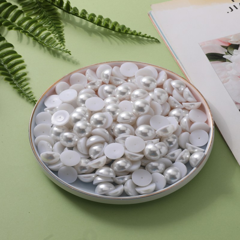 Factory diy handmade accessories ABS Round half Flat Flat Patch Nail pearl highlights half round imitation pearl details Picture
