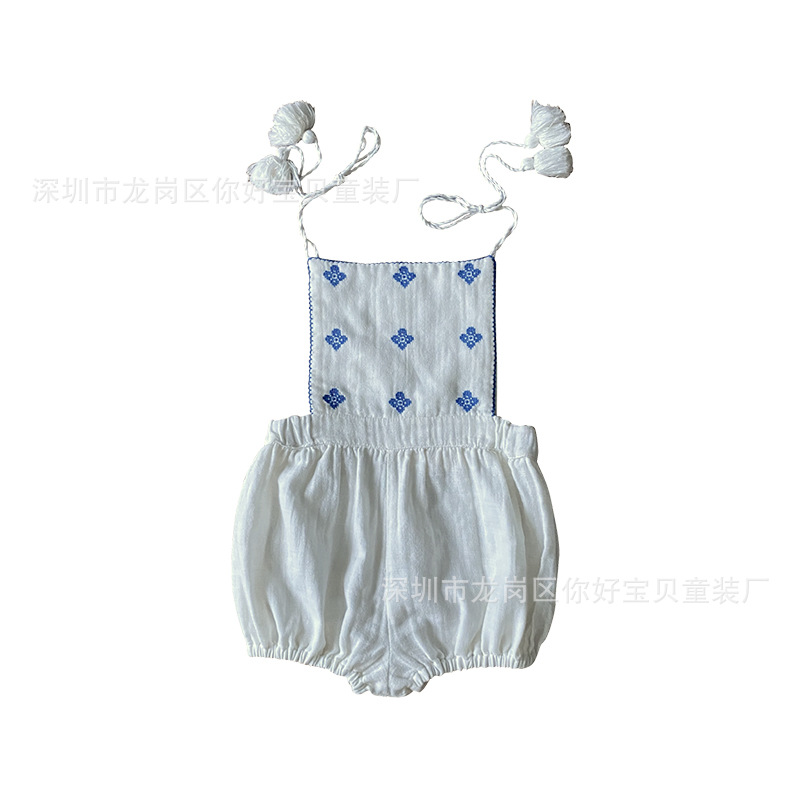 Spot 22 Summer New Children's Clothes Liilu With Embroidery Series Cotton Suspenders Shorts Halter Top Dress Item Picture