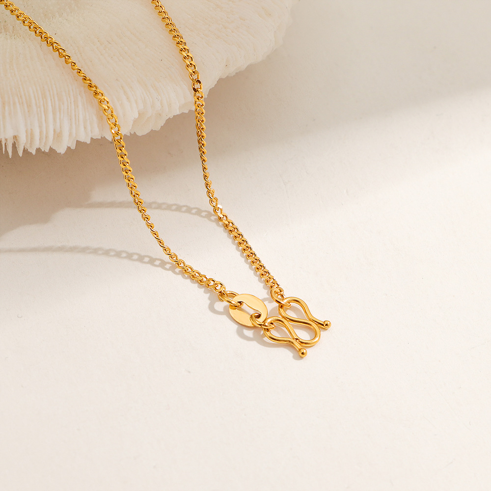 钛钢不掉色M扣蛇骨链2024新款项链女简约颈链百搭通勤素链锁骨链详情28