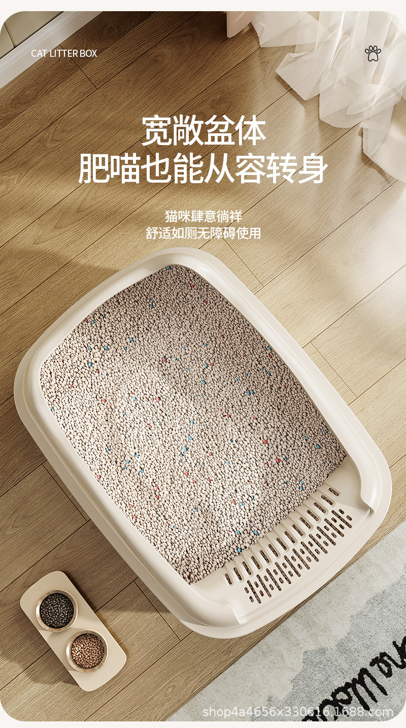加高半封闭猫砂盆防外溅猫厕所特大号宠物用品高围栏可拆洗猫屎盆详情7