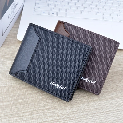 New Men's Wallet, Men's Short Wallet, Men's Youth Multi-Slot Card Bag, Fashionable Patchwork Casual Thin Soft Wallet