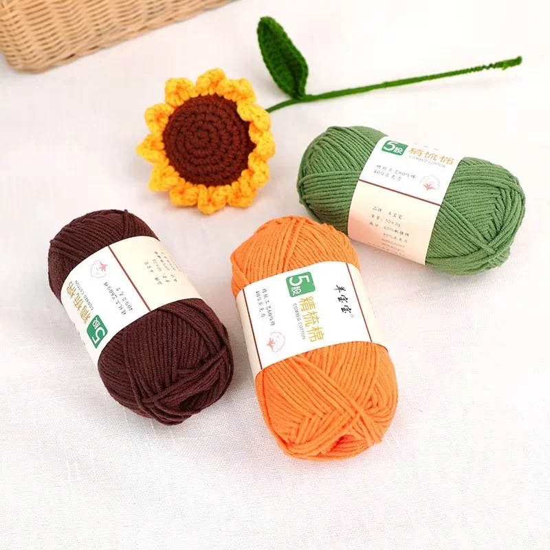 5 Strands Of Combed Milk Cotton Crochet Hand Knitting Medium Thick Baby Doll Yarn Skin Friendly Cotton Baby Baby Thread Knitting Sweater Thread Application Scenario