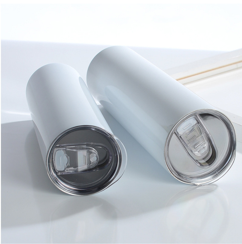 Cross-border white blank heat sublimation insulated cup, vacuum 20oz straight cup, heat transfer printing straw slimming cup details Picture