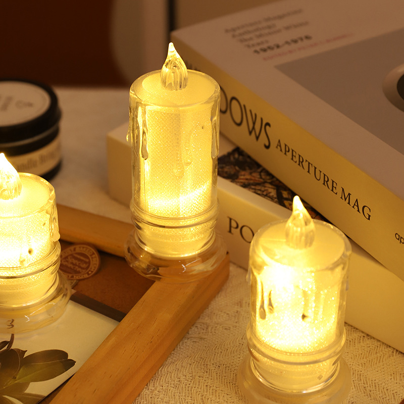 2024 New Transparent Electronic Candle Light Bottom Tray Christmas Led Wholesale Transparent Small Tea Wax Proposal Decoration details Picture