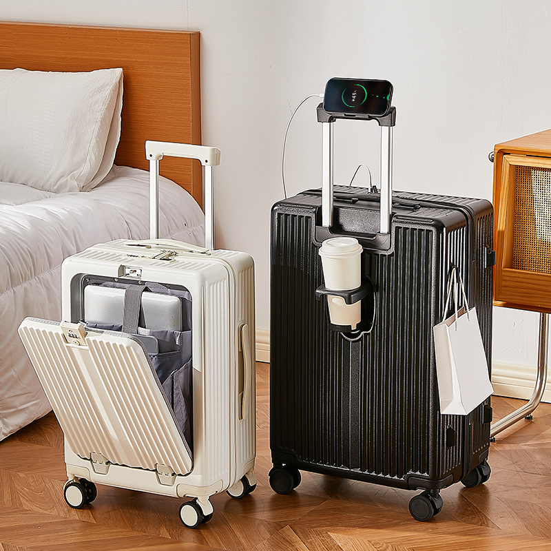前开盖行李箱20寸登机箱新干旅行箱万向轮24寸密码拉杆箱抗摔
