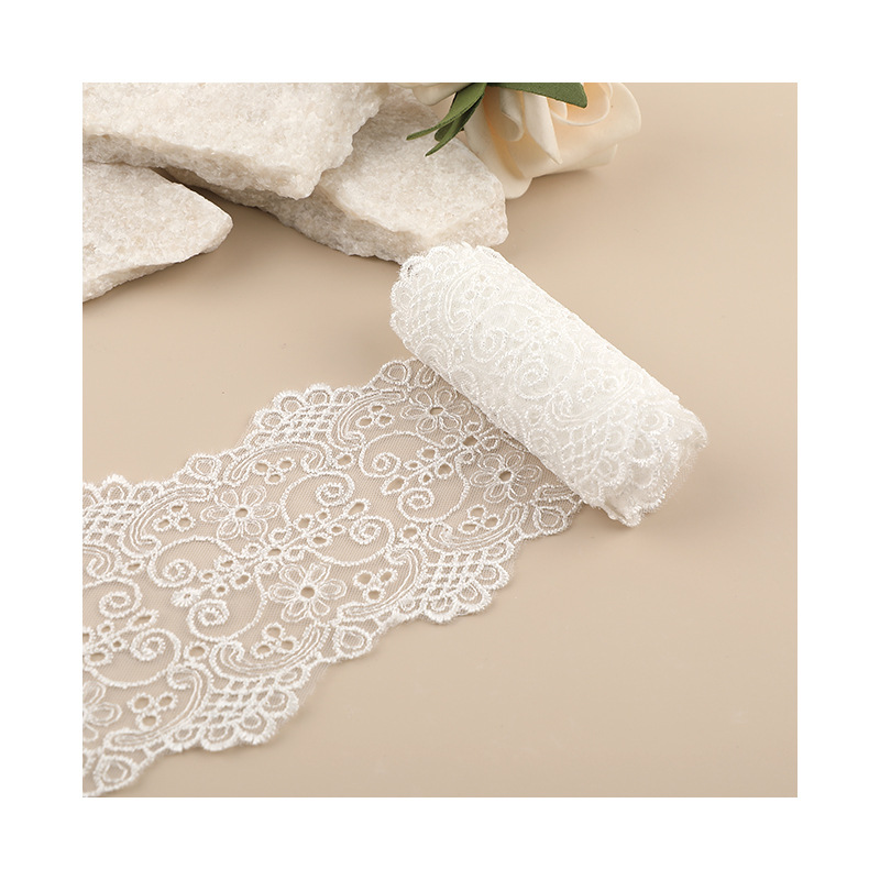 牛奶丝刺绣花边 细线刺绣花边 水溶涤纶丝花边 裙摆袖口花边辅料详情图5