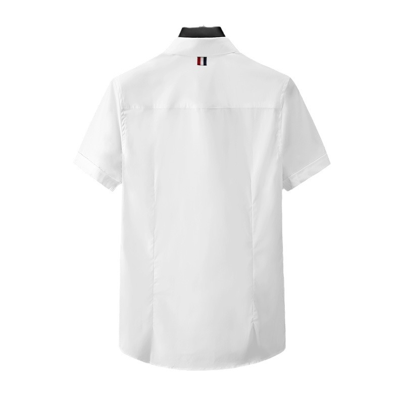 European Station embroidered shirt men's new no-iron webbing British style high-end workwear business short-sleeved shirt Item Picture
