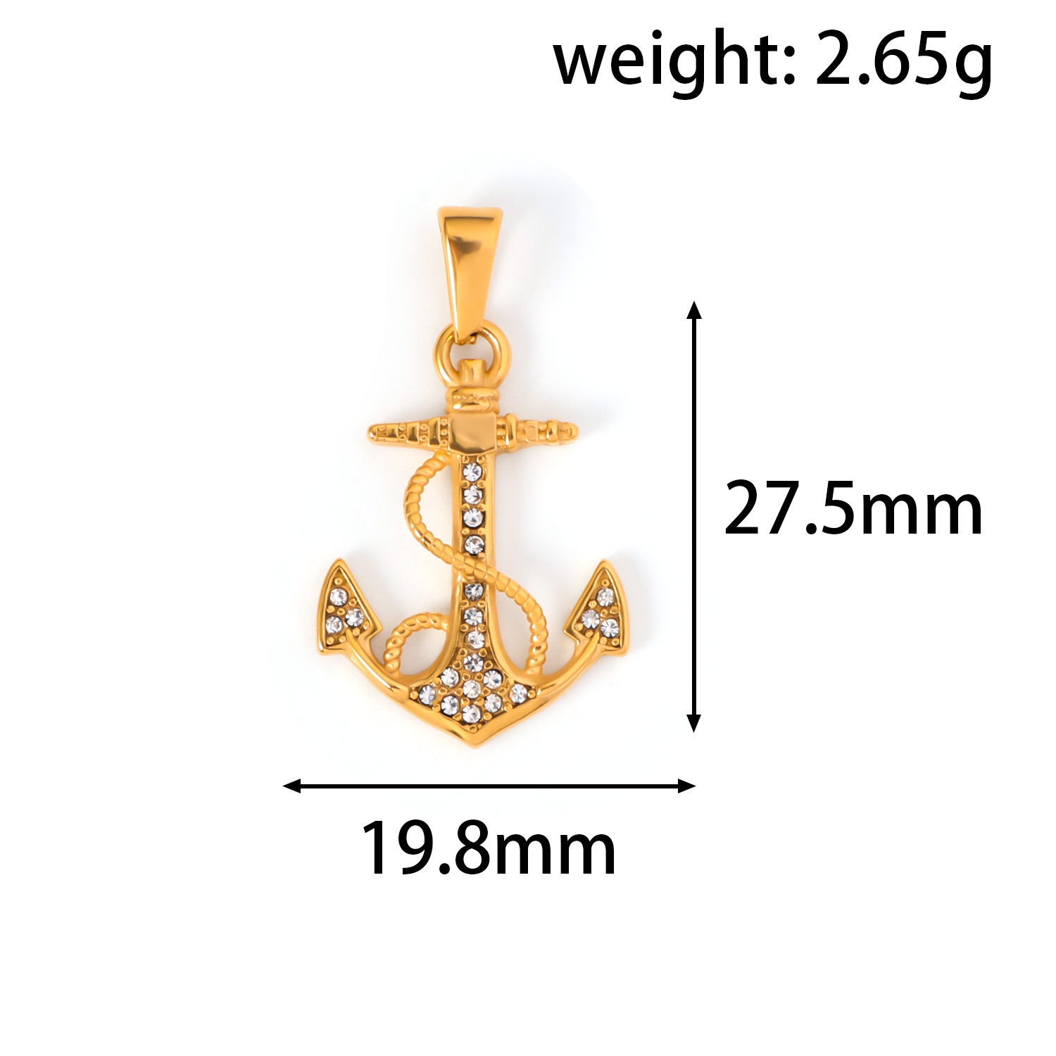 跨境新款简约不锈钢单吊坠蝴蝶结船舵船锚个性项链配饰挂件批发详情7