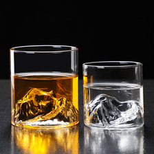 玻璃观山杯日式富士山藏山杯日本威士忌酒杯家用高颜值水杯创意