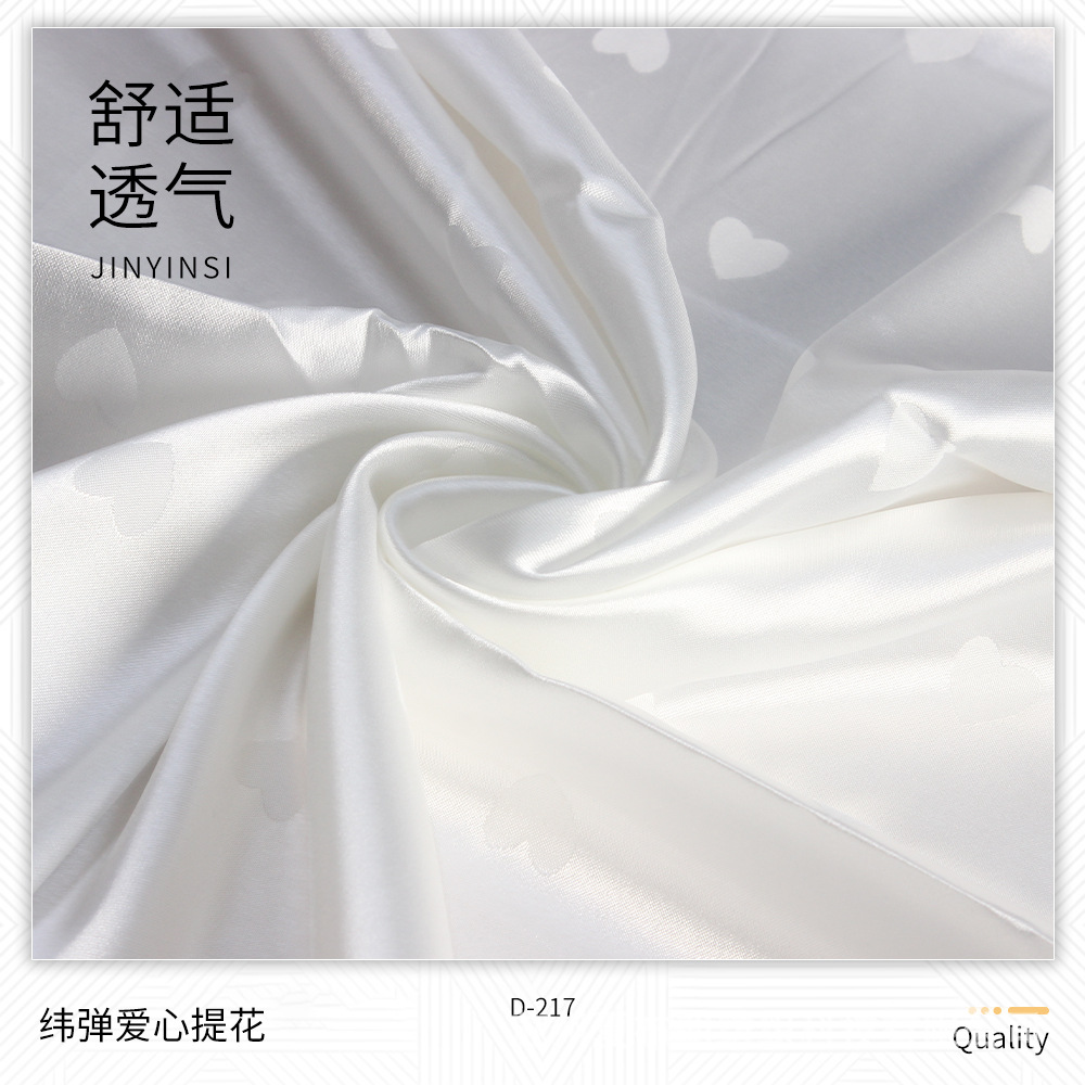 In stock: Weft elastic color, jacquard heart, digital printing, plain white fabric, soft and smooth printed polyester fabric details Picture
