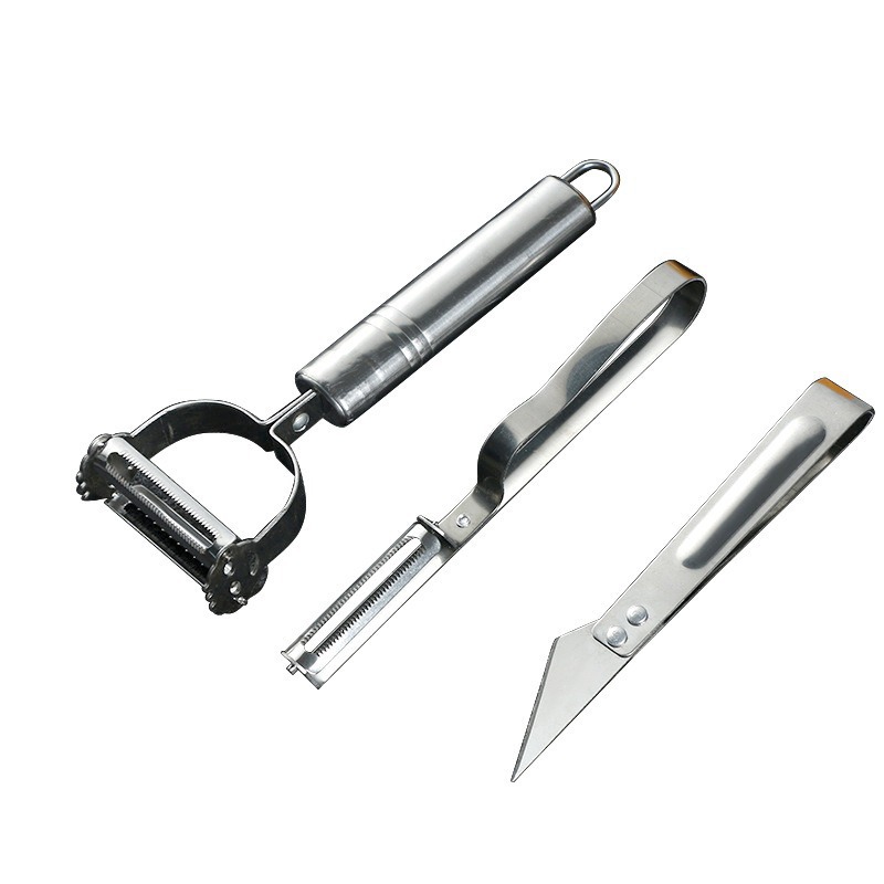 Stainless Steel Paring Knife Potato Peeler Multi-Functional Shaving Kitchen Melon And Fruit Planer Planer Plucking Chicken Feather Three-Piece Set Item Picture