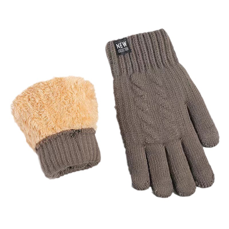 Wholesale of winter knitted warm touch screen cold-proof double-layer fleece gloves for men and women, Korean version cycling couple style for men Item Picture