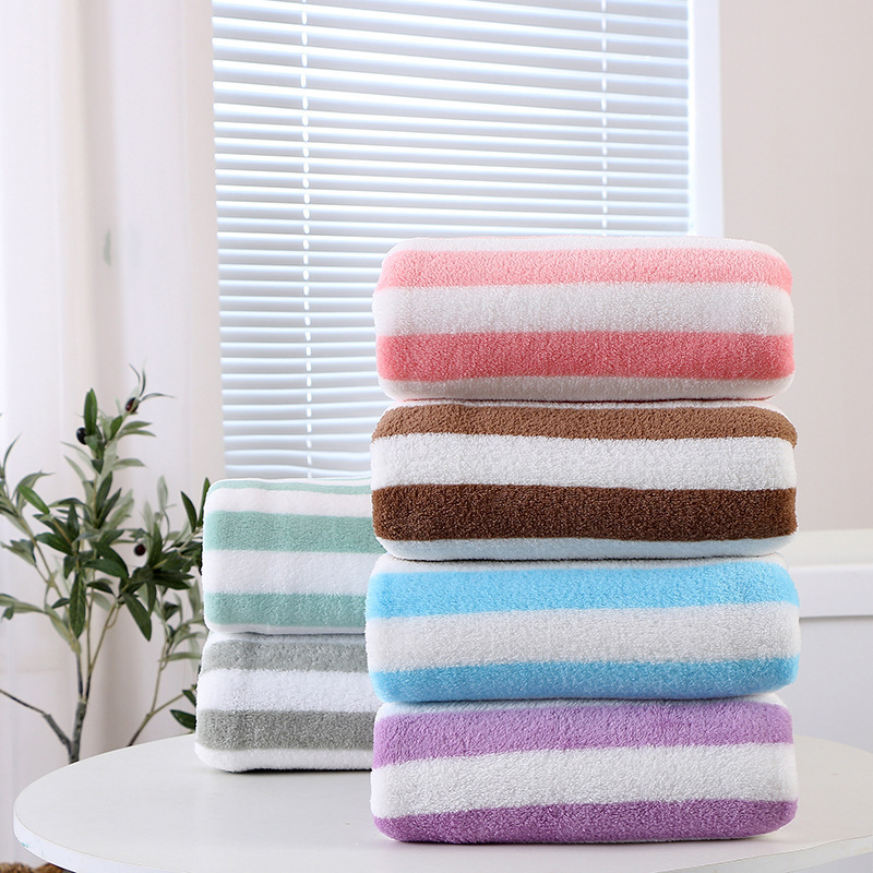 【LOVELY HOME】【 Hold Jia 】 Simple striped combed coral velvet towel face wash towel Household adult bath towel soft absorbent wholesale Application Scenario