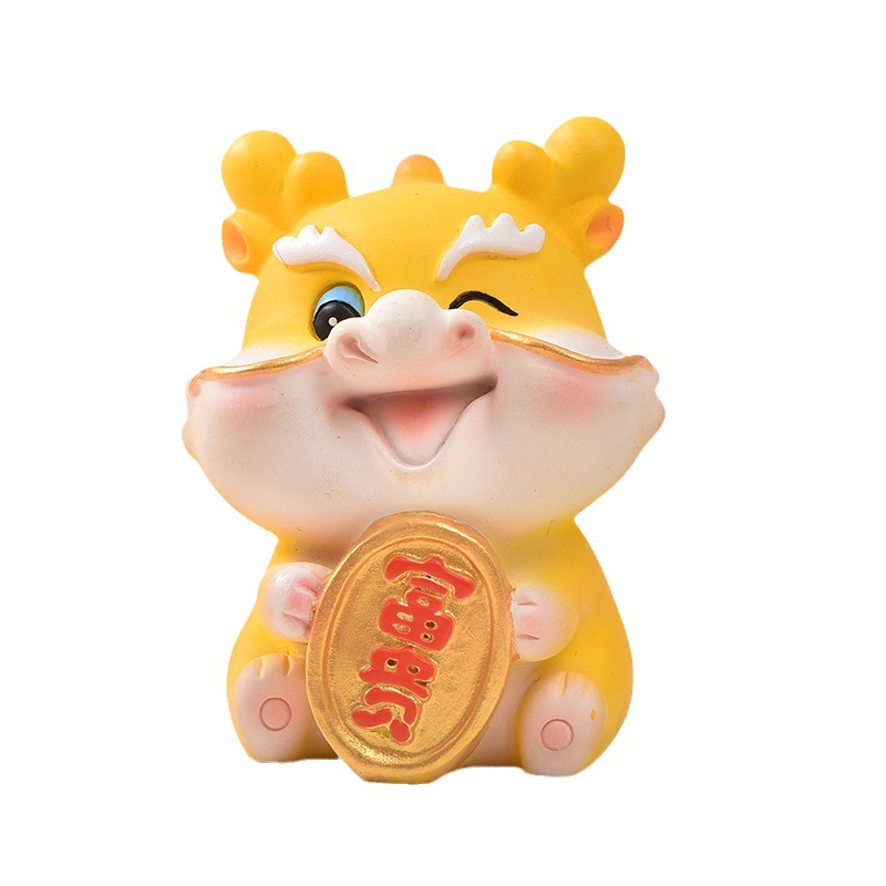Fulong desktop ornaments, cartoon and cute, creative car ornaments for the Year of the Dragon, shaking head resin figurines, car decoration Item Picture